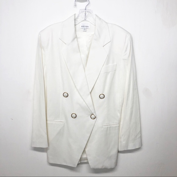 Agenda Jackets & Blazers - Vintage Agenda Double Breasted White Blazer Jacket
